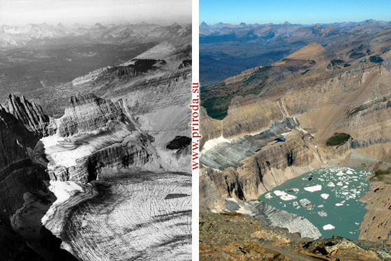 Фотографии ледника Grinnell в Национальном парке ледников (Канада) в 1938 и в 2005 годах приводятся, как пример таяния в результате глобального потепления, хотя плавающие в озере льдины свидетельствуют о сезонности